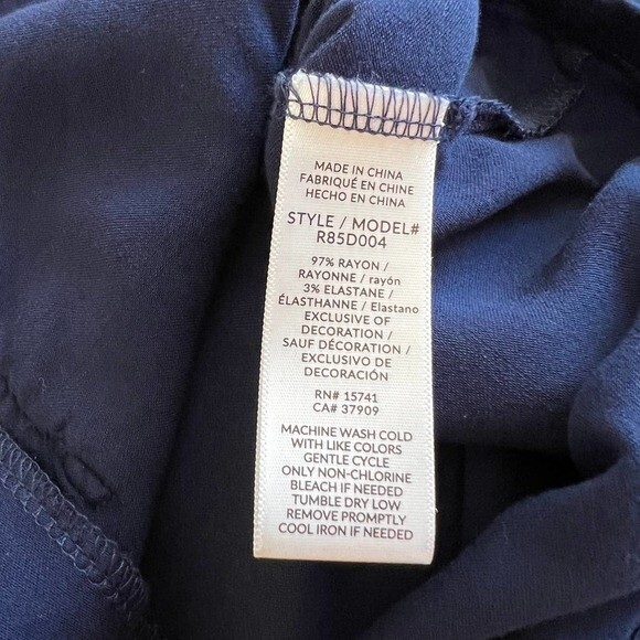 Splendid Navy top women button up shirt Long sleeve Piped Woven PJ size S sleep - Picture 11 of 13